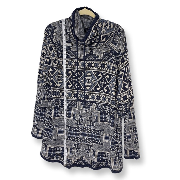 Vintage Chaps Cotton Cowl Neck Sweater - Aztec/Southwestern Print size 1X - Picture 4 of 10
